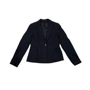 Theory Women‎ Charcoal Grey Pinstripe Wool Blazer Jacket Sz 8 Career Work Preppy